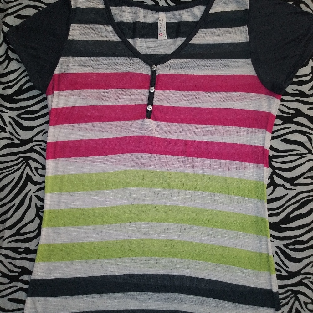 Women's multi color striped Tee.